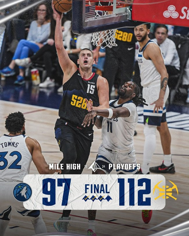 約基奇40+13零失誤天王山統治 掘金3-2森林狼奪賽點