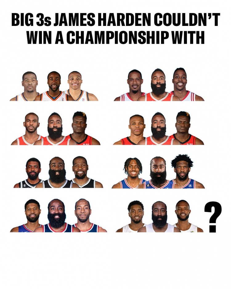 美媒列哈登聯手未奪冠球星：KD、保羅、小卡在列，自己就是問題？